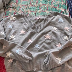 Rock n rags gray sweater with stars